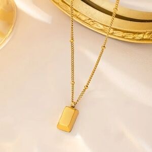 18 KT Gold Over Titanium Gold Bar Necklace